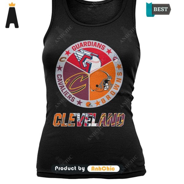 THE BEST City of Cleveland Cleveland Browns Cleveland Cavaliers Cleveland Guardians Fusion Fashion T-Shirt