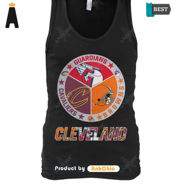 THE BEST City of Cleveland Cleveland Browns Cleveland Cavaliers Cleveland Guardians Fusion Fashion T-Shirt