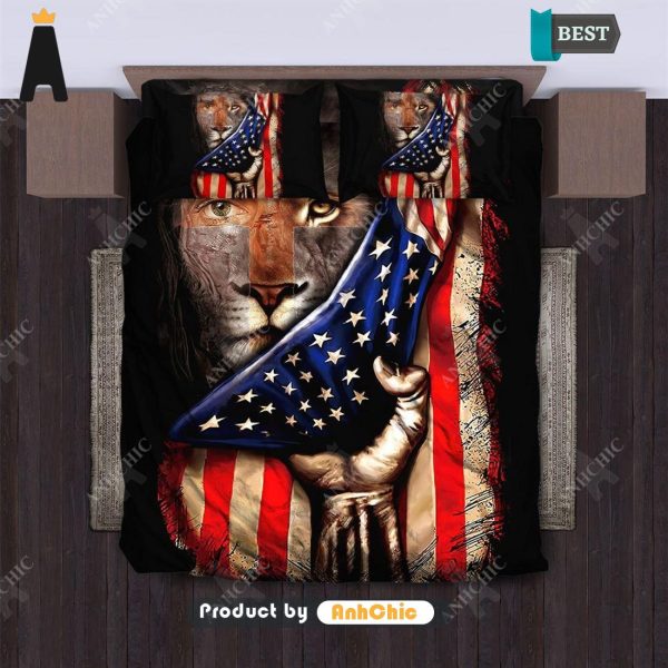 THE BEST Cross and Lion in the Flag Quilt  Trending Collection Bedding set