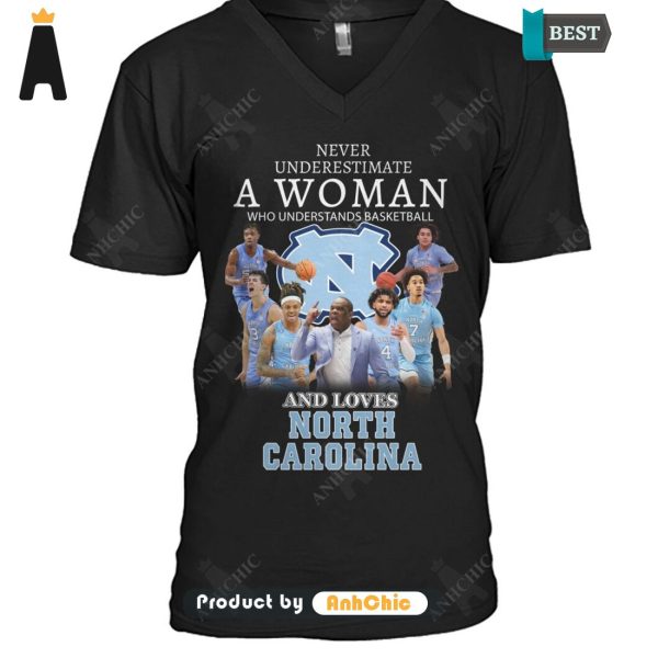 THE BEST Never Underestimate A Women Who Understand Basketball And Love North Carolina Trending Collection T-Shirt