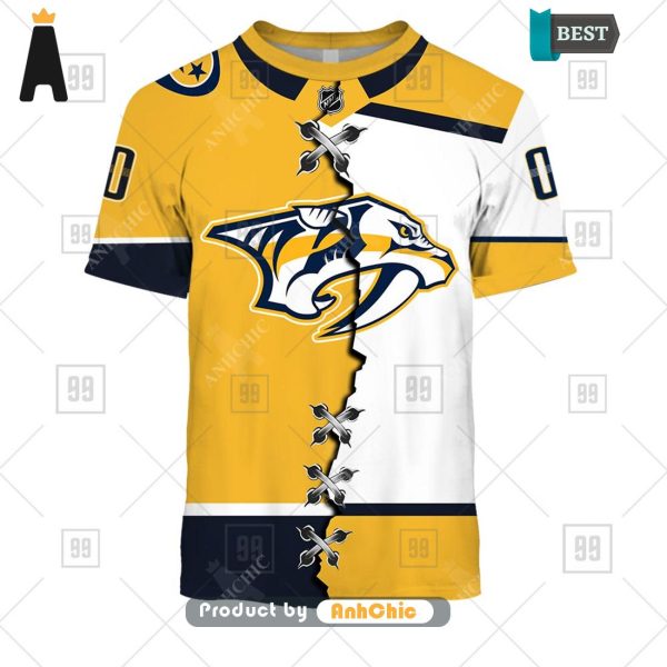 THE BEST Personalized NHL Nashville Predators Mix Jersey  Urban Streetwear 3D Hoodie