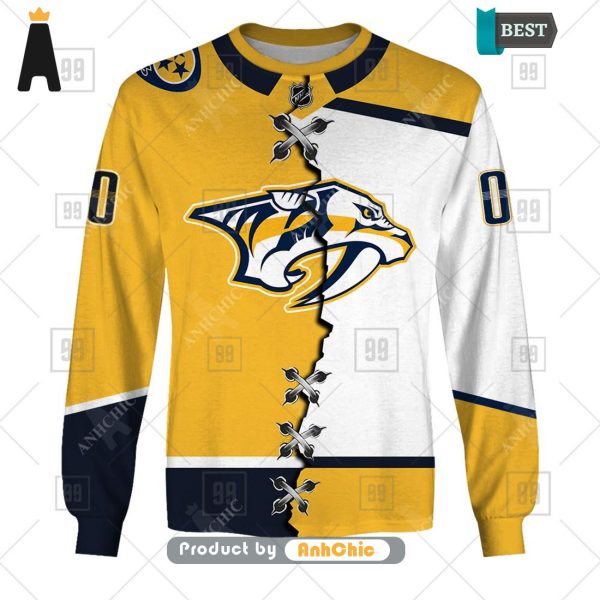 THE BEST Personalized NHL Nashville Predators Mix Jersey  Urban Streetwear 3D Hoodie