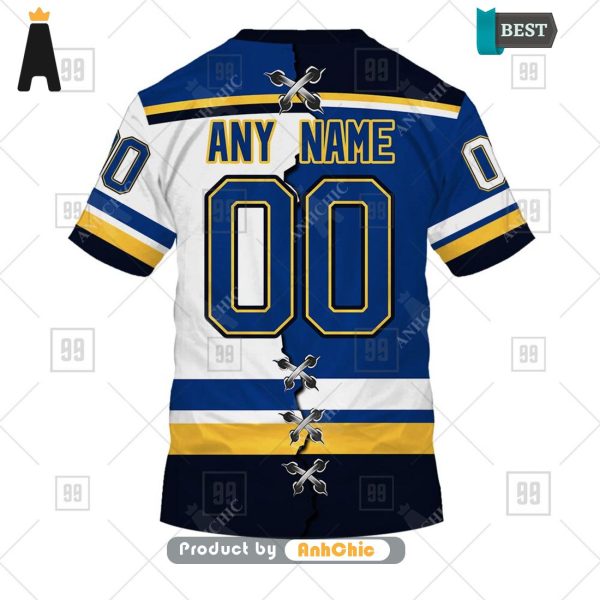 TRENDING Personalized NHL St. Louis Blues Mix Jersey  Fusion Fashion 3D Hoodie