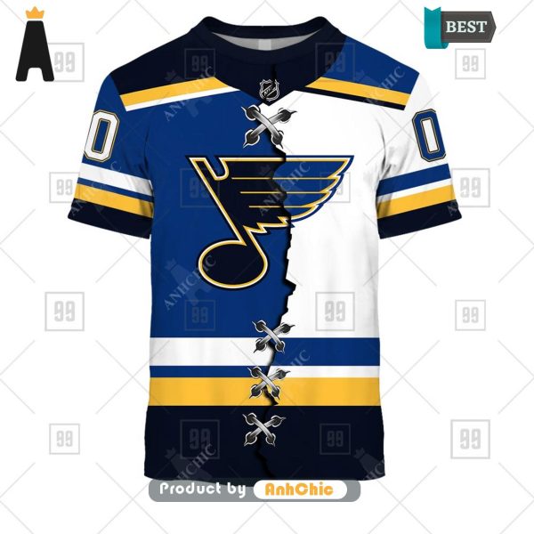 TRENDING Personalized NHL St. Louis Blues Mix Jersey  Fusion Fashion 3D Hoodie