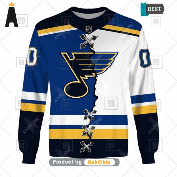 TRENDING Personalized NHL St. Louis Blues Mix Jersey  Fusion Fashion 3D Hoodie