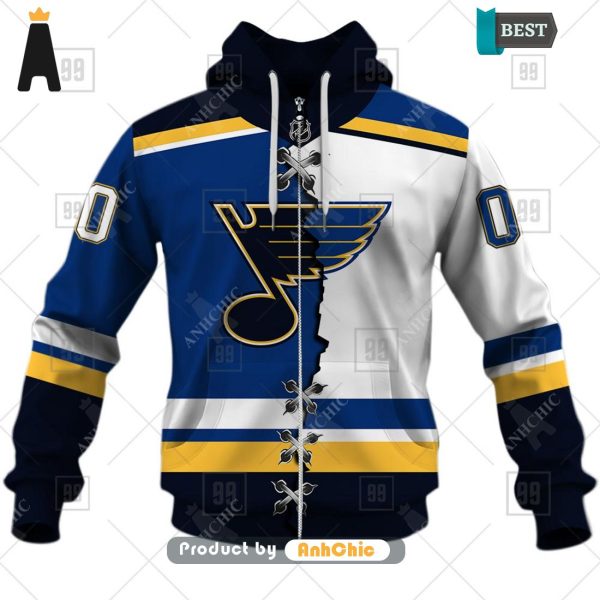 TRENDING Personalized NHL St. Louis Blues Mix Jersey  Fusion Fashion 3D Hoodie