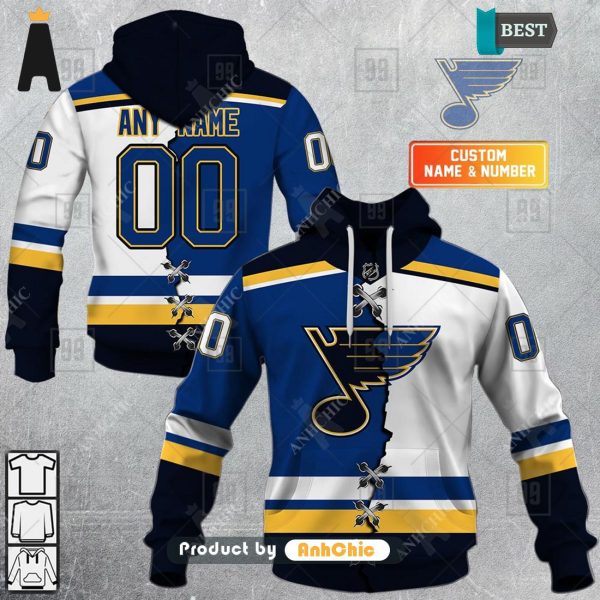 TRENDING Personalized NHL St. Louis Blues Mix Jersey  Fusion Fashion 3D Hoodie