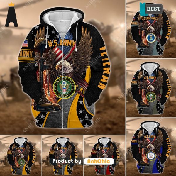 [TRENDY]  Multiple US Military Services Veteran  Urban Streetwear 3D Hoodie