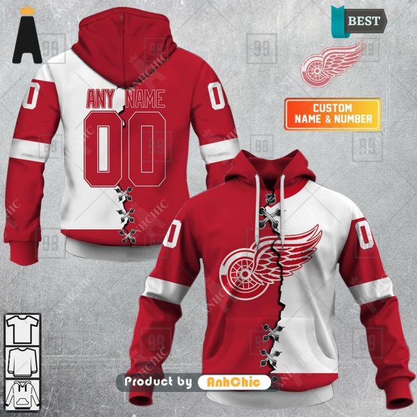 [TRENDY] Personalized NHL Detroit Red Wings Mix Jersey  Limitted Edition 3D Hoodie