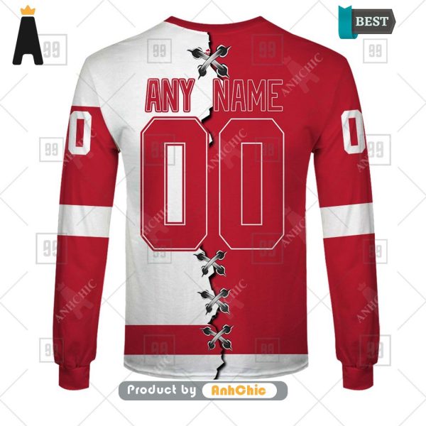 [TRENDY] Personalized NHL Detroit Red Wings Mix Jersey  Limitted Edition 3D Hoodie