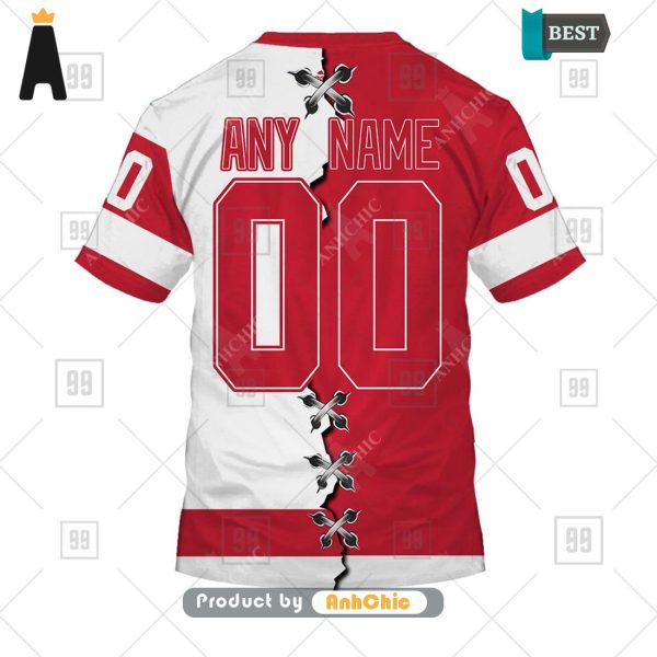 [TRENDY] Personalized NHL Detroit Red Wings Mix Jersey  Limitted Edition 3D Hoodie