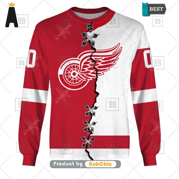 [TRENDY] Personalized NHL Detroit Red Wings Mix Jersey  Limitted Edition 3D Hoodie