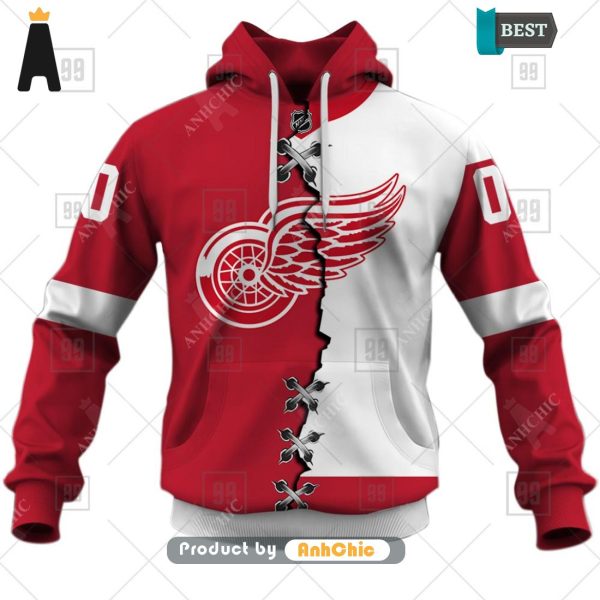 [TRENDY] Personalized NHL Detroit Red Wings Mix Jersey  Limitted Edition 3D Hoodie